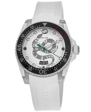 Buy Shop Gucci Dive Quartz White Dial White Rubber Strap Watch For Men - YA136330 USA Online