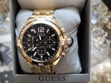Buy Shop Guess Surge Chronograph Black Dial Gold Steel Strap Watch for Men - W1258G2 USA Online