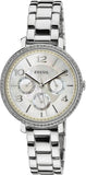 Buy Shop Fossil Jacqueline Multi-Function Mother of Pearl Dial Silver Steel Strap Watch for Women - ES3755 USA Online
