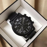 Buy Shop Emporio Armani Luigi Chronograph Black Dial Black Leather Strap Watch For Men - AR11133 USA Online