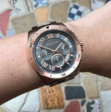 Buy Shop Michael Kors Brecken Chronograph Analog Black Dial Rose Gold Steel Strap Watch For Women - MK8563 USA Online