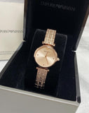 Buy Shop Emporio Armani Gianni T Bar Quartz Rose Gold Dial Rose Gold Steel Strap Watch For Women - AR11342 USA Online