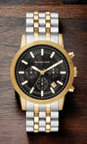 Buy Shop Michael Kors Hutton Chronograph Black Dial Two Tone Steel Strap Watch For Men - MK8954 USA Online