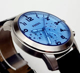 Buy Shop Fossil Pilot Chronograph Sky Blue Dial Black Leather Strap Watch for Men - FS5162 USA Online