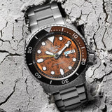 Seiko 5 Sports Sonar Special Edition Brown Dial Silver Steel Strap Watch For Men - SRPJ47K1