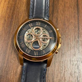 Buy Shop Fossil Grant Automatic Blue Dial Blue Leather Strap Watch for Men - ME3029 USA Online