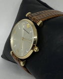 Buy Shop Emporio Armani Gianni T Bar Beige Dial Brown Leather Strap Watch For Women - AR1883 USA Online