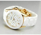 Buy Shop Fossil Ceramic Multifunction White Dial White Steel Strap Watch for Women - CE1006 USA Online