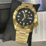 Buy Shop Seiko 5 Sports Automatic Black Dial Gold Steel Strap Watch For Men - SRPK18 USA Online