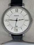 Fossil Jacqueline Quartz White Dial Black Leather Strap Watch for Women - ES3972