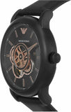 Buy Shop Emporio Armani Luigi Automatic Skeleton Black Dial Black Leather Strap Watch For Men - AR60012 USA Online