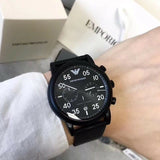Buy Shop Emporio Armani Luigi Chronograph Black Dial Black Leather Strap Watch For Men - AR11133 USA Online