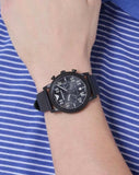 Buy Shop Emporio Armani Luigi Chronograph Black Dial Black Leather Strap Watch For Men - AR11133 USA Online