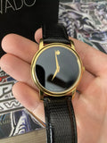 Buy Shop Movado Museum Classic Quartz Black Dial Black Leather Strap Watch for Men - 0607195 USA Online