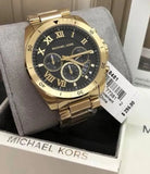 Buy Shop Michael Kors Brecken Chronograph Quartz Black Dial Gold Steel Strap Watch For Men - MK8481 USA Online