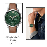 Buy Shop Fossil Neutra Chronograph Green Dial Brown Leather Strap Watch for Men - FS5735 USA Online