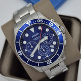 Buy Shop Fossil FB-03 Chronograph Blue Dial Silver Steel Strap Watch for Men - FS5724 USA Online