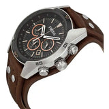 Fossil Coachman Chronograph Black Dial Brown Leather Strap Watch for Men - CH2891