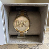 Buy Shop Michael Kors Slim Runway Three Hand Silver Dial Two Tone Steel Strap Watch For Women - MK4735 USA Online