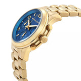 Buy Shop Michael Kors Runway Chronograph Blue Dial Gold Steel Strap Watch For Women - MK7353 USA Online