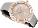 Swarovski Crystal Frost Silver Dial White Leather Strap Watch for Women - 5484070