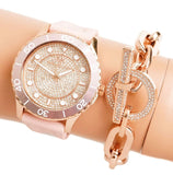 Buy Shop Michael Kors Runway Three Hand Crystal Pave Dial Pink Rubber Strap Watch For Women - MK6854 USA Online