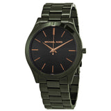 Michael Kors Slim Runway Quartz Black Dial Green Steel Strap Watch For Men - MK8715