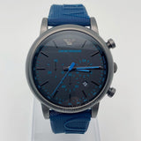 Buy Shop Emporio Armani Luigi Chronograph Black Dial Blue Rubber Strap Watch For Men - AR11023 USA Online