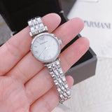 Buy Shop Emporio Armani Gianni T Bar Quartz Silver Dial Silver Steel Strap Watch For Women - AR1935 USA Online