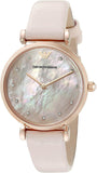 Buy Shop Emporio Armani Gianni T Bar Mother Of Pearl Pink Dial Pink Leather Strap Watch For Women - AR1958 USA Online