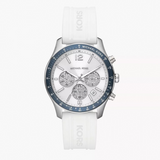 Michael Kors Berkley Chronograph Silver Dial White Rubber Strap Watch For Women - MKO1040