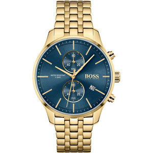 Buy Shop Hugo Boss Associate Blue Dial Gold Steel Strap Watch for Men - 1513841 USA Online