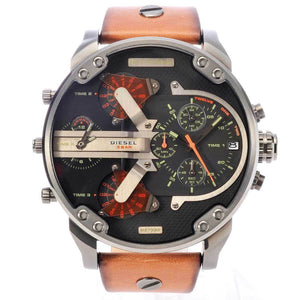 Buy Shop Diesel Mr Daddy 2.0 Chronograph Black Dial Brown Leather Strap Watch For Men - DZ7332 USA Online