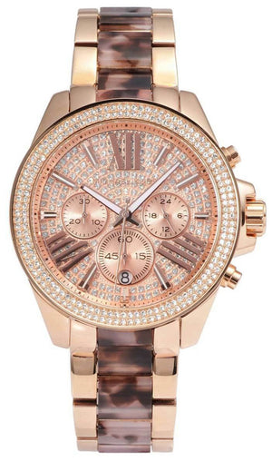 Michael Kors Wren Diamonds Rose Gold Dial Two Tone Steel Strap Watch for Women - MK6159