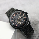 Buy Shop Emporio Armani Automatic Multifunction Black Dial Black Mesh Bracelet Watch For Men - AR60025 USA Online