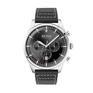 Buy Shop Hugo Boss Pioneer Chronograph Black Dial Black Leather Strap Watch For Men - 1513708 USA Online