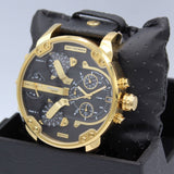 Buy Shop Diesel Mr Daddy Chronograph Black Dial Black Leather Strap Watch For Men - DZ7371 USA Online