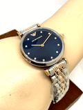 Buy Shop Emporio Armani Gianni T Bar Crystal Blue Dial Two Tone Steel Strap Watch For Women - AR11092 USA Online