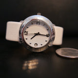 Buy Shop Marc Jacobs Amy White Dial White Leather Strap Watch for Women - MBM1136 USA Online