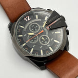Buy Shop Diesel Mega Chief Chronograph Black Dial Brown Leather Strap Watch For Men - DZ4343 USA Online
