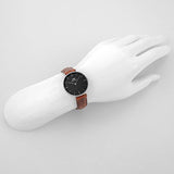Daniel Wellington Classic Petite St Mawes Black Dial Brown Leather Strap Watch For Women - DW00100181