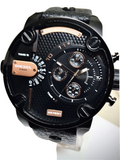 Buy Shop Diesel Little Daddy Chronograph Black Dial Black Leather Strap Watch For Men - DZ7291 USA Online