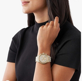 Buy Shop Michael Kors Ritz Three-Hand Glitz Crystals Gold Dial Gold Steel Strap Watch for Women - MK6747 USA Online