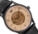 Buy Shop Emporio Armani Meccanico White Dial Black Leather Strap Watch For Men - AR1923 USA Online