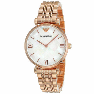Buy Shop Emporio Armani Mother of Pearl Dial Rose Gold Steel Strap Watch For Women - AR11110 USA Online