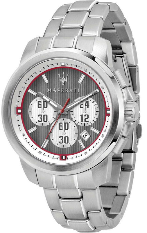 Buy Shop Maserati Royale Chronograph Grey Dial Silver Steel Strap Watch For Men - R8873637003 USA Online
