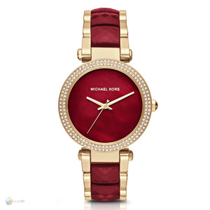 Buy Shop Michael Kors Parker Mother of Pearl Red Dial Two Tone Steel Strap Watch for Women - MK6427 USA Online