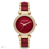 Buy Shop Michael Kors Parker Mother of Pearl Red Dial Two Tone Steel Strap Watch for Women - MK6427 USA Online