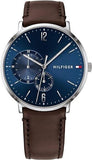 Buy Shop Tommy Hilfiger Cooper Blue Dial Brown Leather Strap Watch for Men - 1791508 USA Online