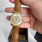 Buy Shop Michael Kors Catlin Champagne Dial Brown Leather Strap Watch for Women - MK2375 USA Online